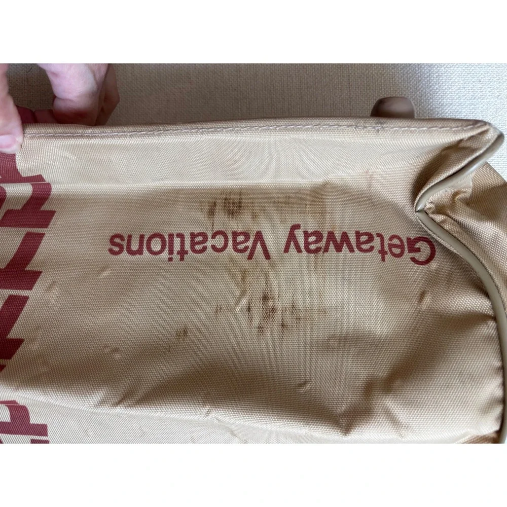Vintage TWA Getaway Vacations Flight Bag Tan Canvas Messenger Retro Airline 70s